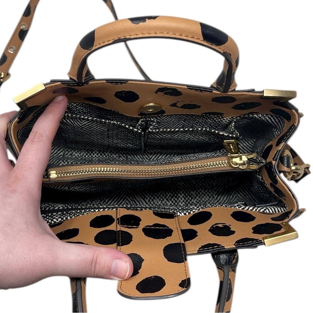Rebecca Minkoff Small Amorous Satchel Tan Black Polka Dot Leather Handbag - Picture 10 of 16